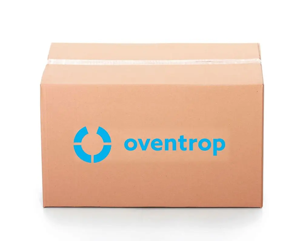 Ein Karton mit dem blauen Oventrop-Logo.